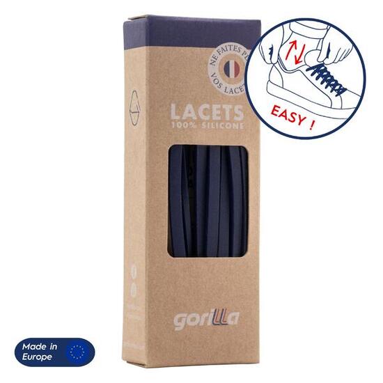 Lacets élastiques fins pour baskets sneakers silicone - bleu fonce