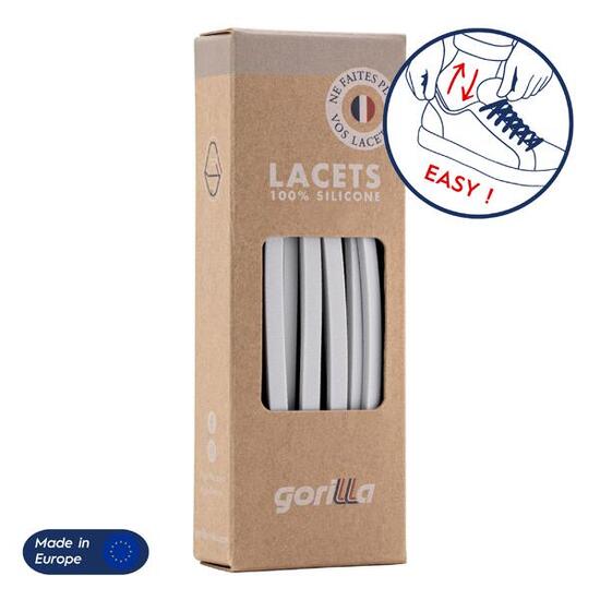Lacets élastiques fins pour baskets sneakers silicone - gris clair