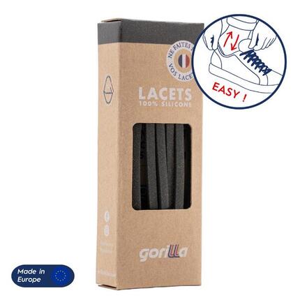 Lacets élastiques fins pour baskets sneakers silicone - noir