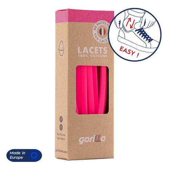 Lacets élastiques fins pour baskets sneakers silicone - rose fluo
