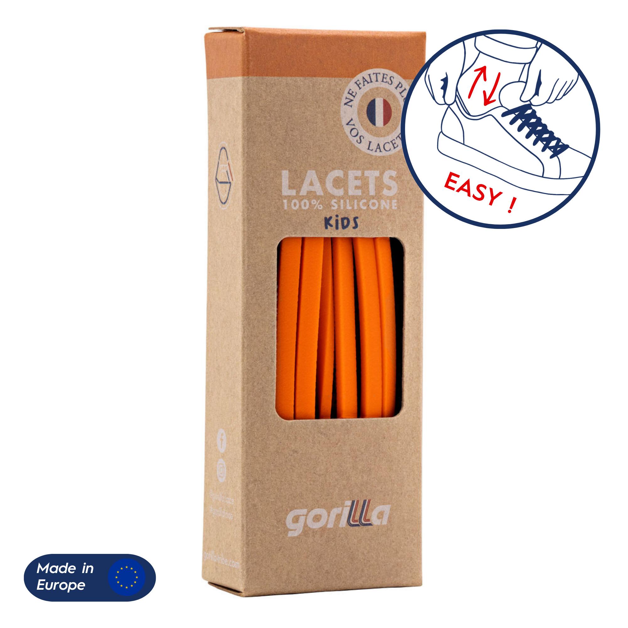 Lacets Gorilla - Lacets Élastiques Enfant Pas Besoin D’attacher Baskets Silicone - Orange - Lacets - Orange - 90 - Decathlon