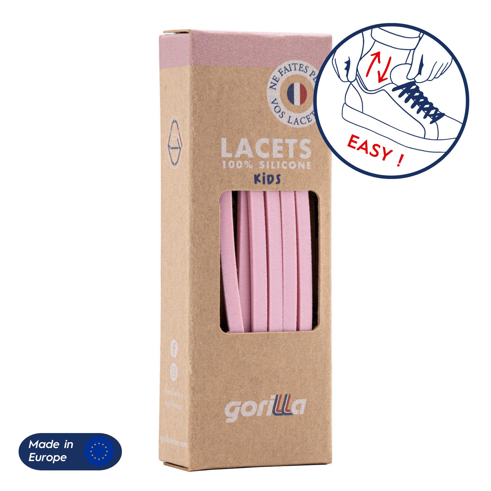 Lacets Gorilla - Lacets Élastiques Enfant Pas Besoin D’attacher Baskets Sneakers Silicone - Rose - Lacets - Rose - 90 - Decathlon