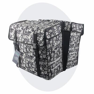 Voltano dubbele fietstas xxl - midnight blossom - 60 liter