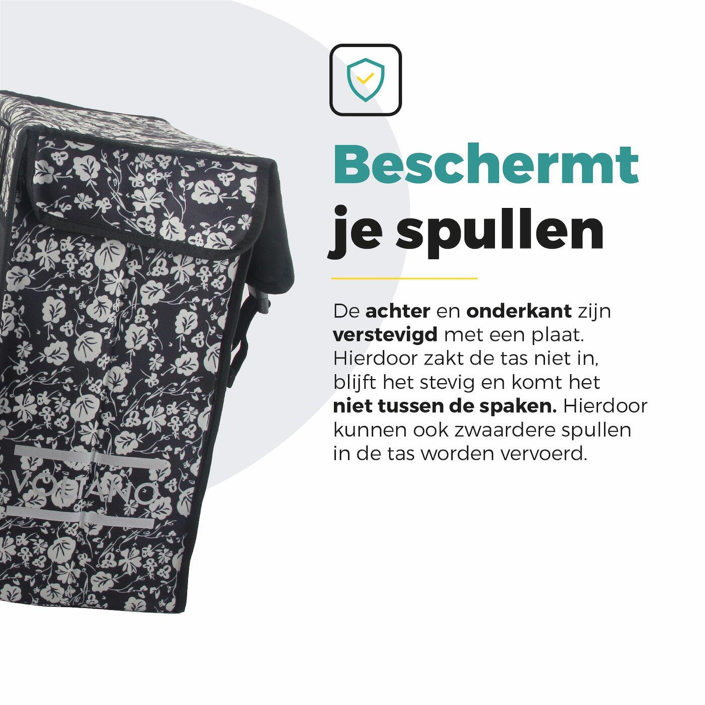 Voltano Dubbele Fietstas XXL - Midnight Blossom - 60 Liter 5/7