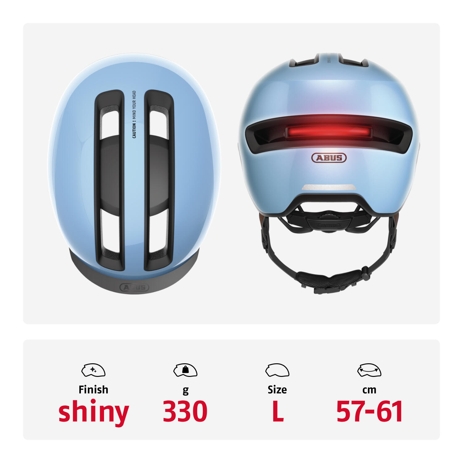 Casque Abus Hud-Y Iced Blue L 57-61cm - Style et Sécurité à Vélo 3/7