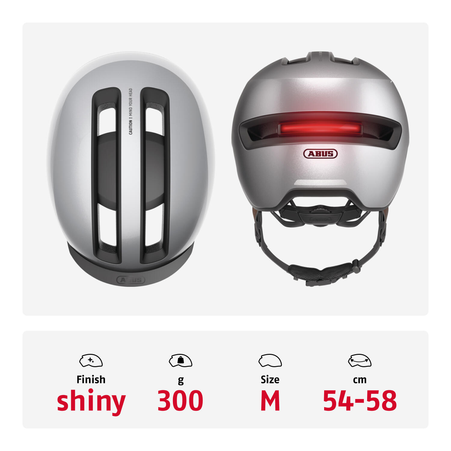 Casque Abus Hud-Y Gleam Argent M 54-58cm pour Cyclisme Urbain 3/7