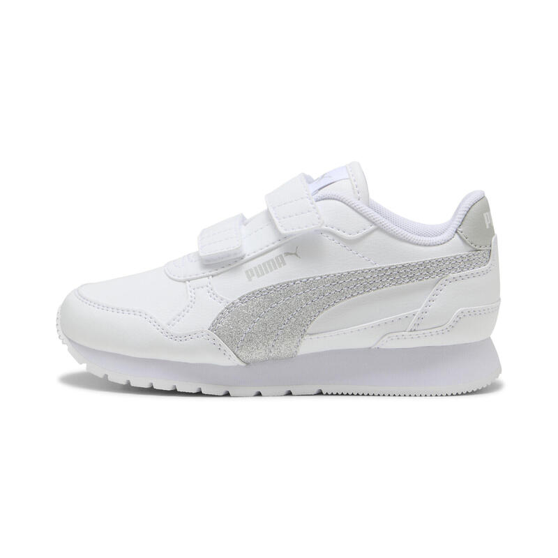 Încălțăminte copii glitter, închidere cu scai St Runner V4 Glitter, alb PUMA