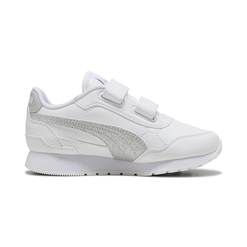 Încălțăminte copii glitter, închidere cu scai St Runner V4 Glitter, alb PUMA