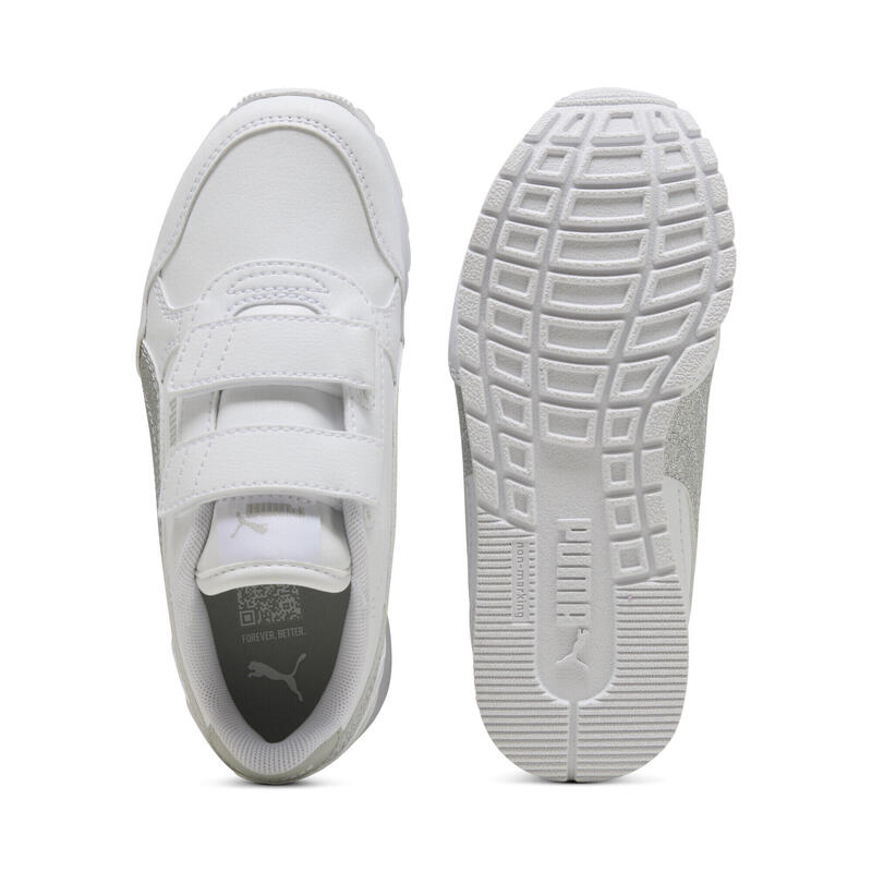 Încălțăminte copii glitter, închidere cu scai St Runner V4 Glitter, alb PUMA