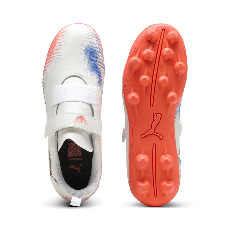 Dziecięce buty piłkarskie FUTURE 8 PLAY FG/AG PUMA White Black Glowing Red