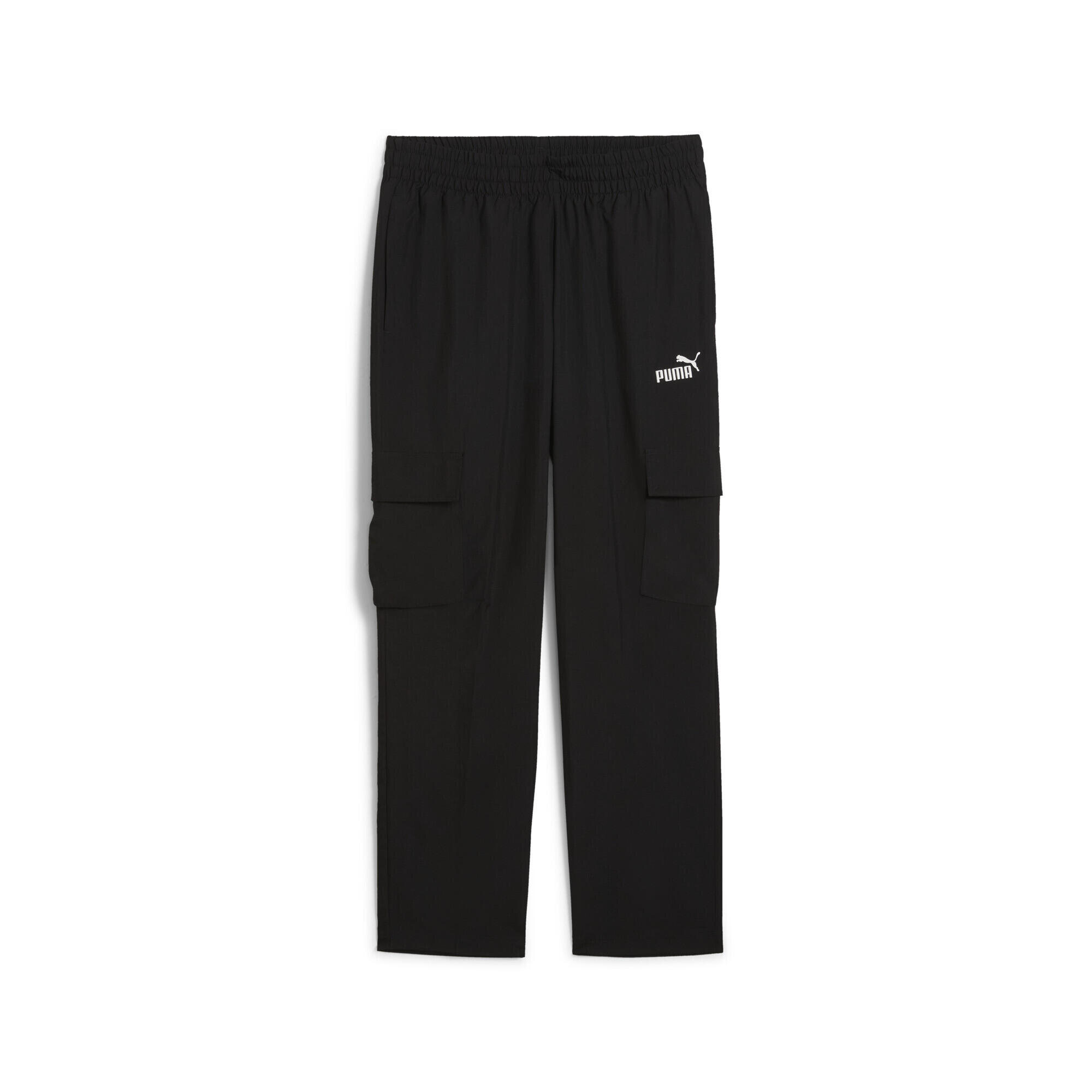 PUMA Pantaloni cargo in tessuto con logo Essentials No. 1 da uomo PUMA Black