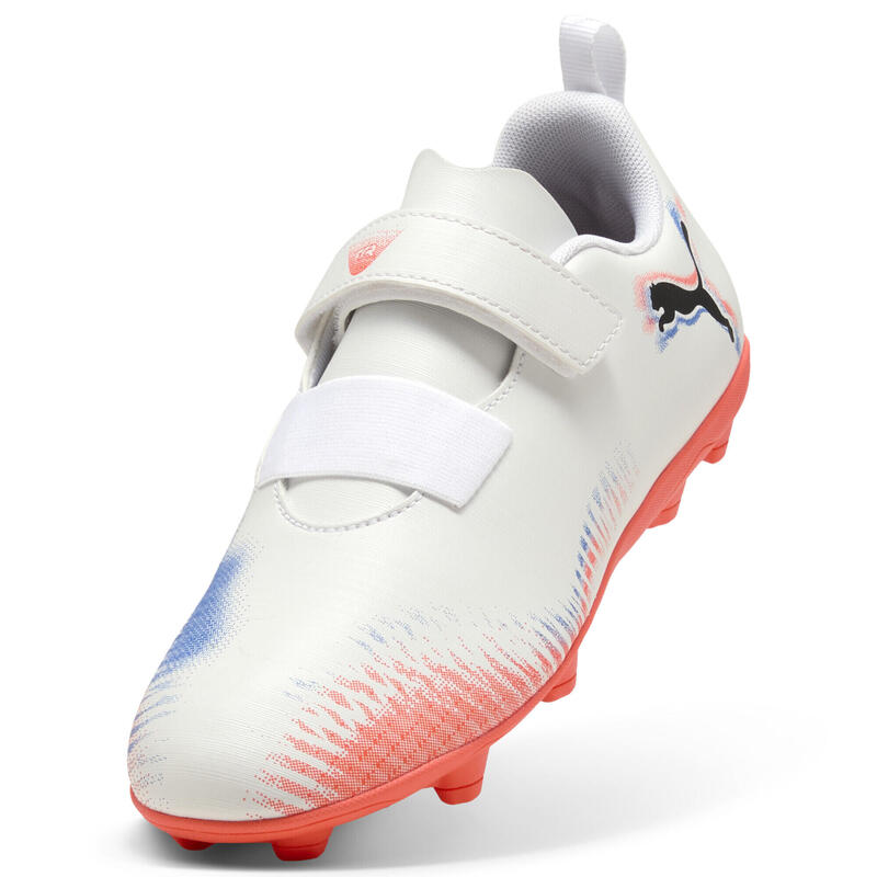Dziecięce buty piłkarskie FUTURE 8 PLAY FG/AG PUMA White Black Glowing Red