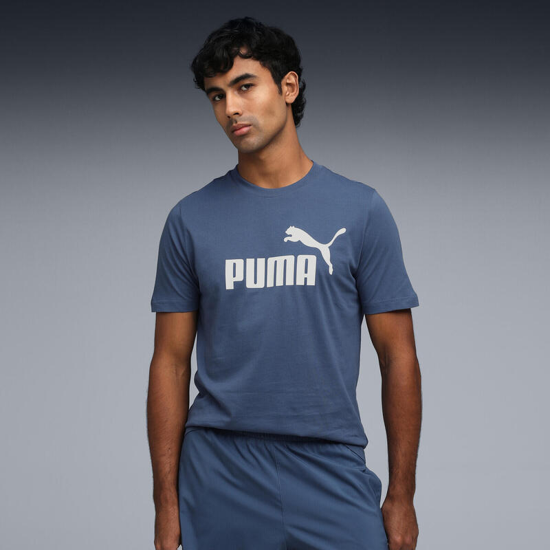 Tricou fitness bărbați logo guler rotund Ess No. 1 Logo Tee S, albastru PUMA