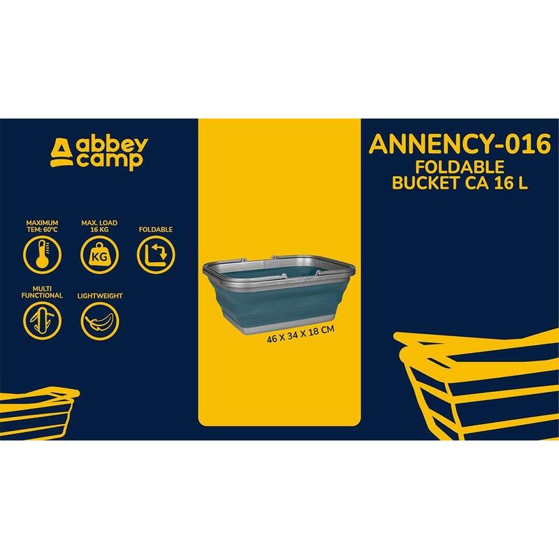 Galeata Abbey pliabilă 16 L Albastru/Gri