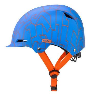 Kinder/kinderfietshelm met geometrisch patroon (blauw/oranje)