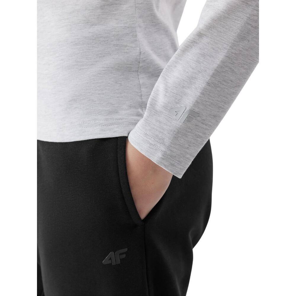 Maglietta Aderente Semplice Manica Lunga Donna 4F F218 Grigio Argento 4/4