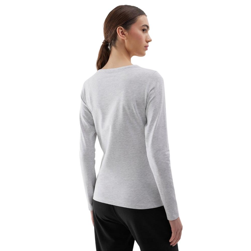 Maglietta Aderente Semplice Manica Lunga Donna 4F F218 Grigio Argento 3/4