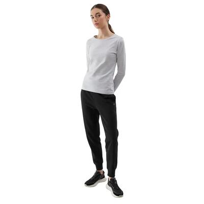 Dames f218 effen slim tshirt met lange mouwen (grijs/zilver)