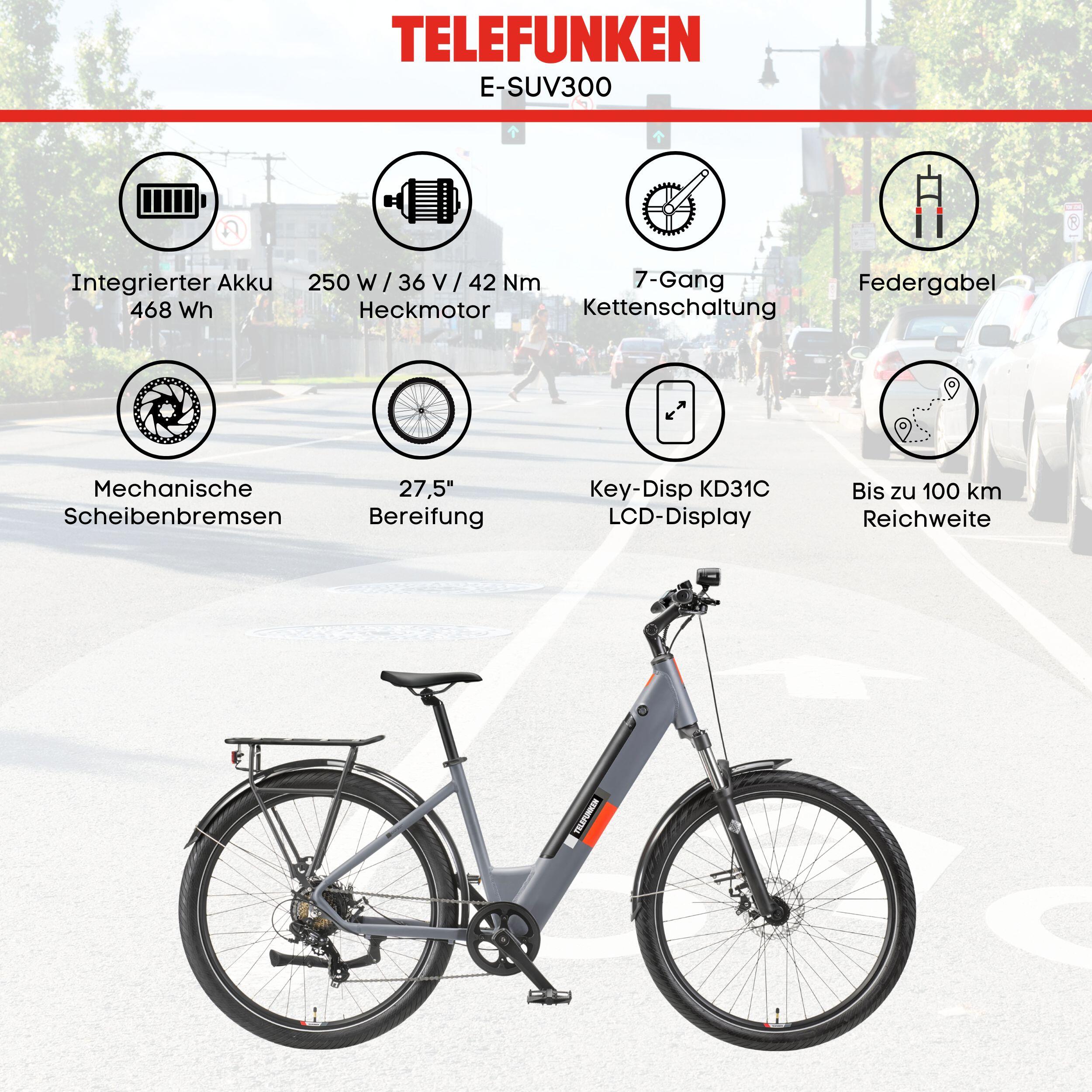 E-Bike SUV300 27,5 Zoll 7-Gang Pedelec City Elektrofahrrad 468 Wh 5/7