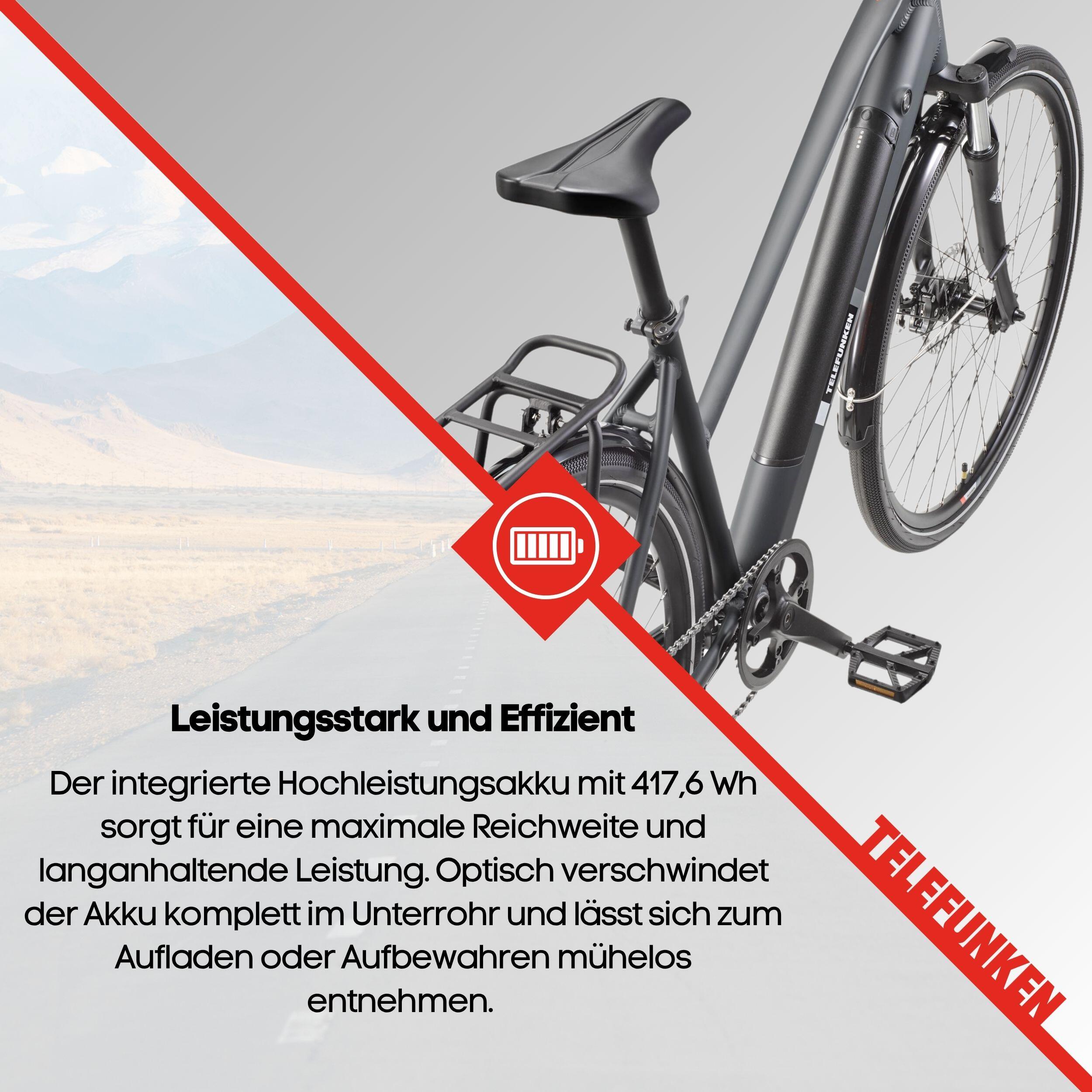 E-Bike XT490 28 Zoll 8-Gang Pedelec Trekking Touren Elektrofahrrad Damen grau 6/7