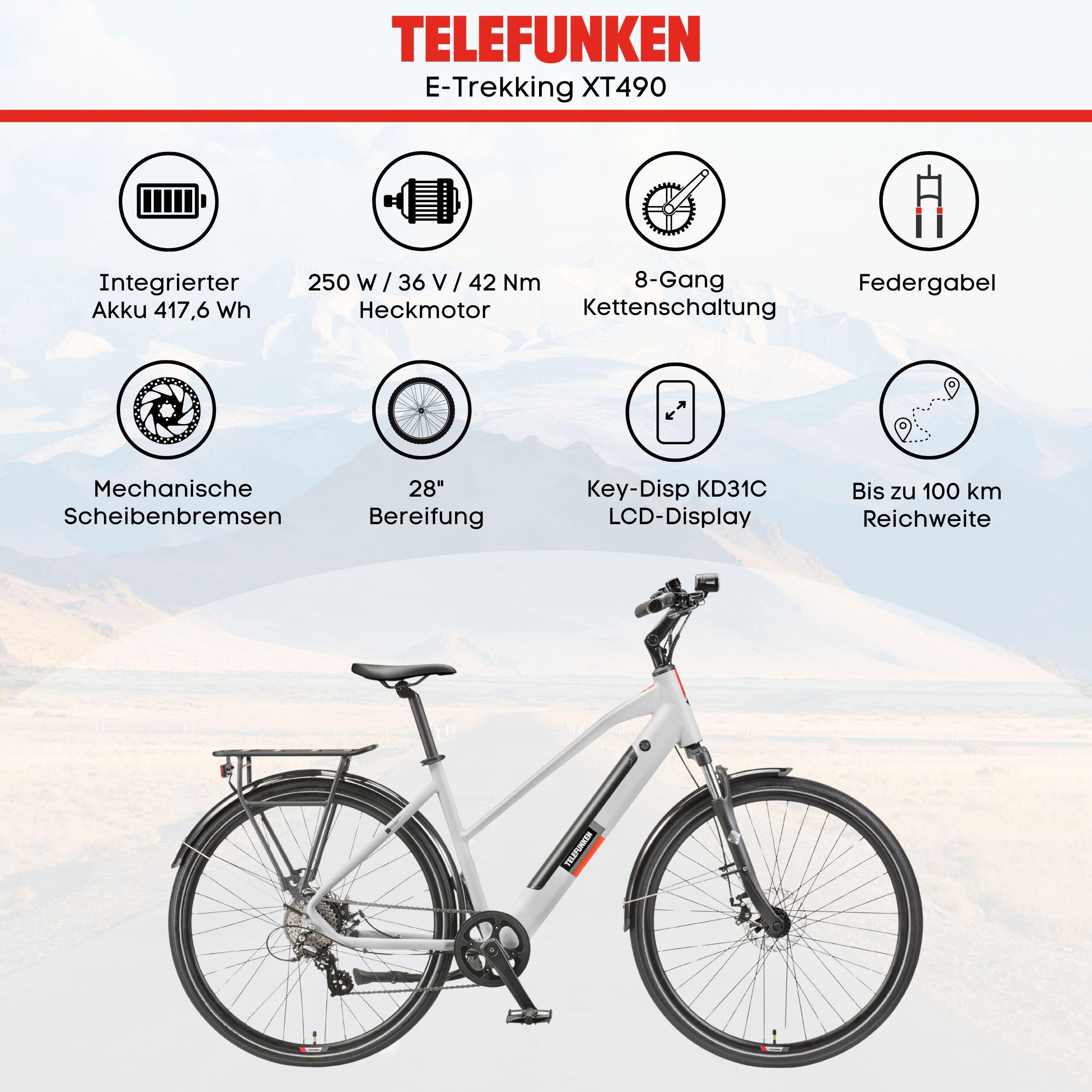 E-Bike XT490 28 Zoll 8-Gang Pedelec Trekking Touren Elektrofahrrad Damen kreide 5/7