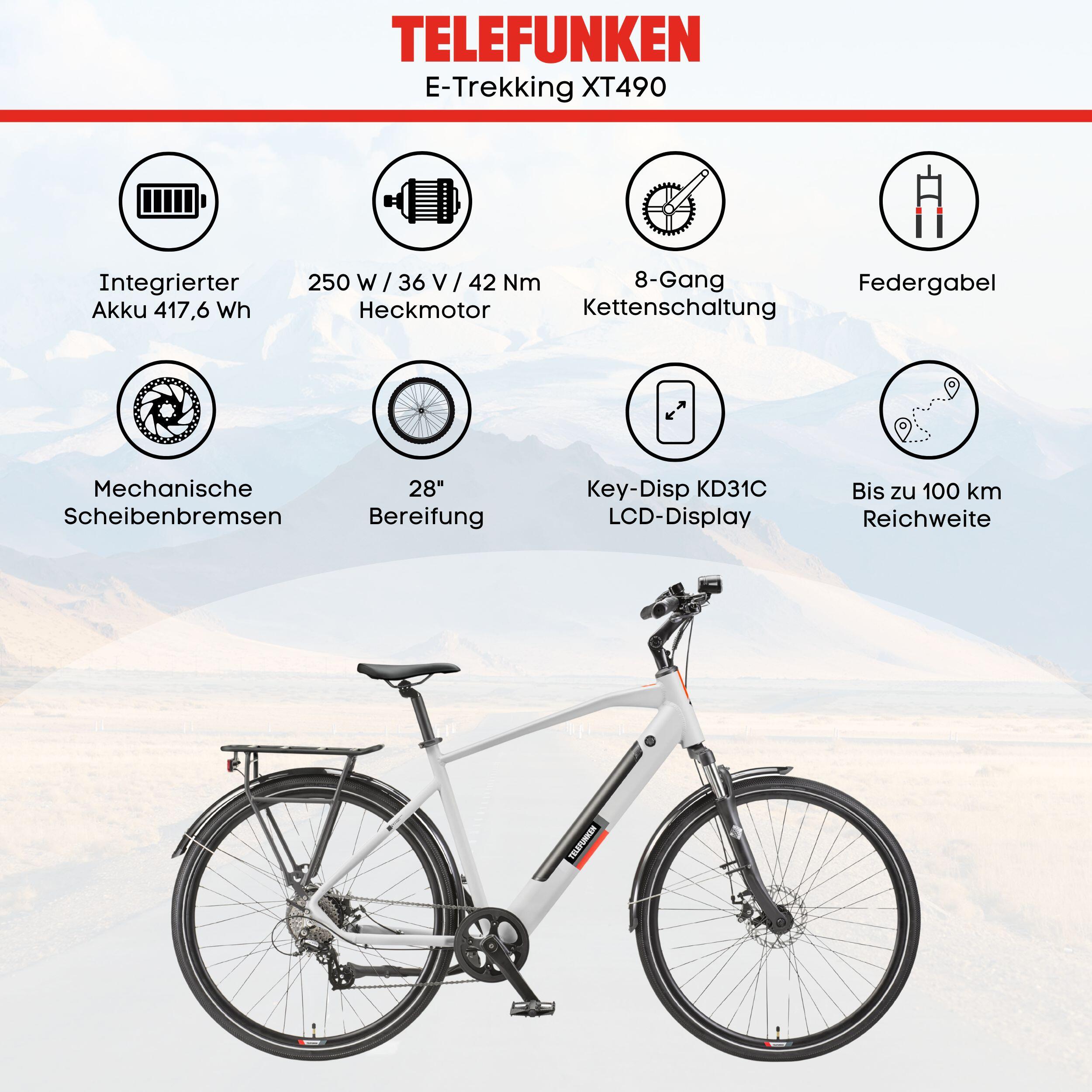 E-Bike XT490 28 Zoll 8-Gang Pedelec Trekking Touren Elektrofahrrad Herren kreide 5/7