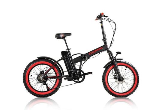 E-bike pieghevole Coppi Marsili Fat 20" alluminio 250W – nero/rosso