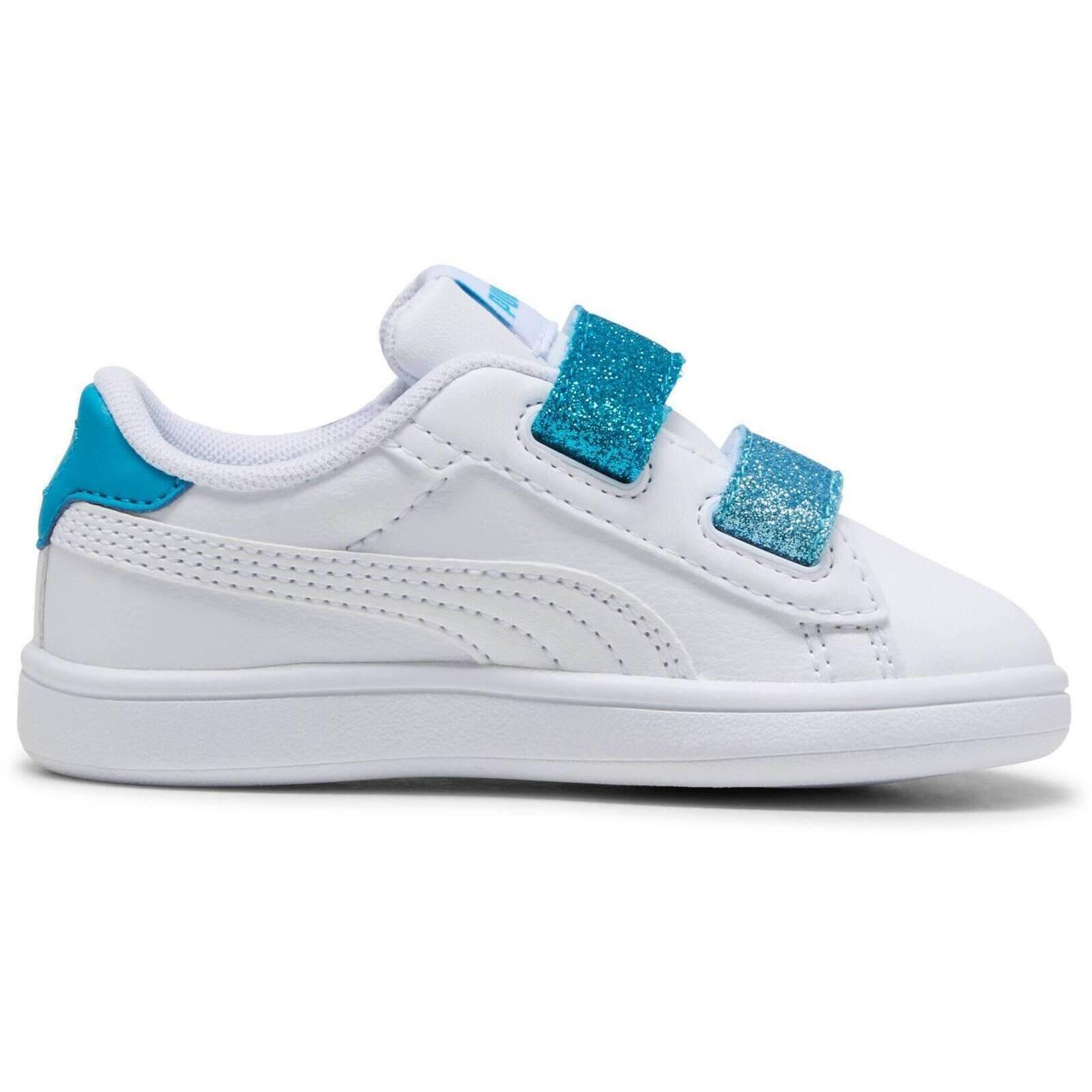 Calçado Puma Smash 3.0 L Glitter Velcro V Inf Pu, Branco, Crianças 5/6