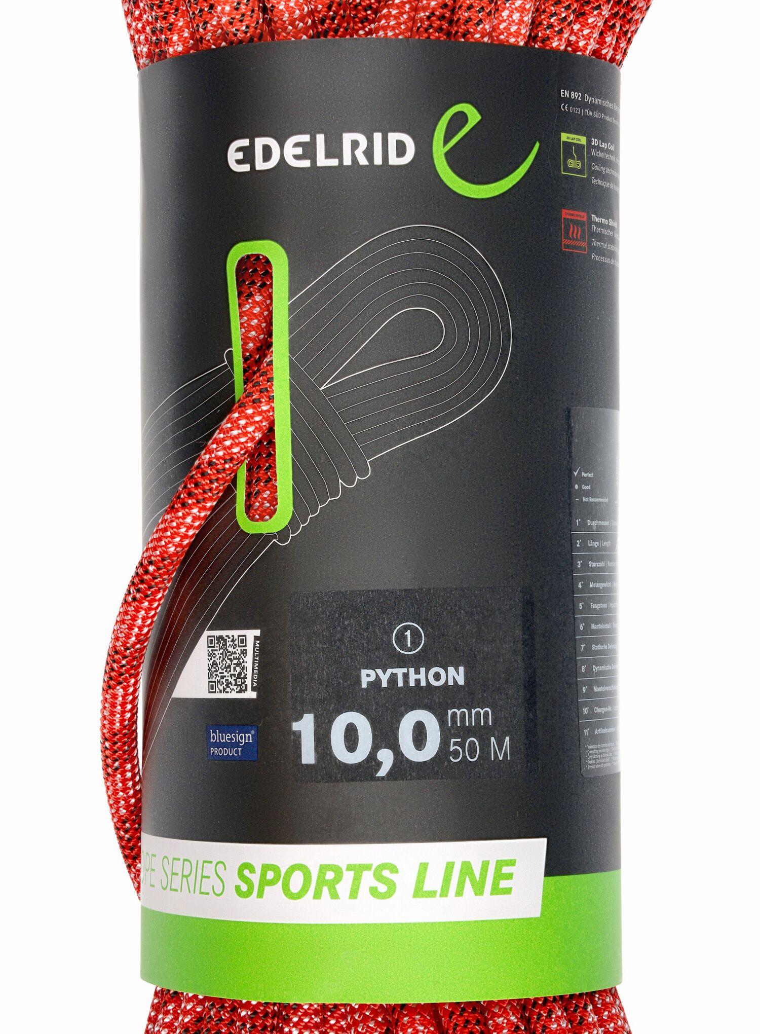 Lina wspinaczkowa dynamiczna Edelrid Python 10 mm 50m czerwony 3/7