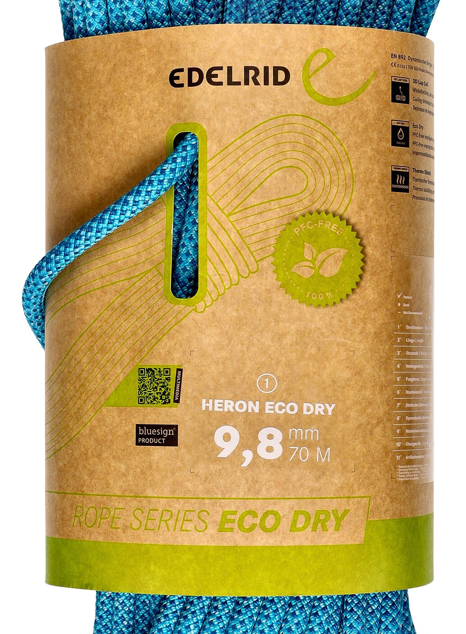 Corde dynamique Edelrid Heron Eco Dry 9,8 mm icemint 4/5