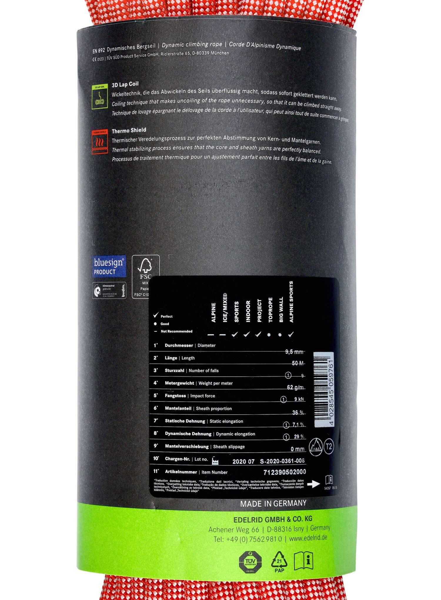 Lina wspinaczkowa Edelrid Eagle Lite 9,5 mm 50 m 6/7
