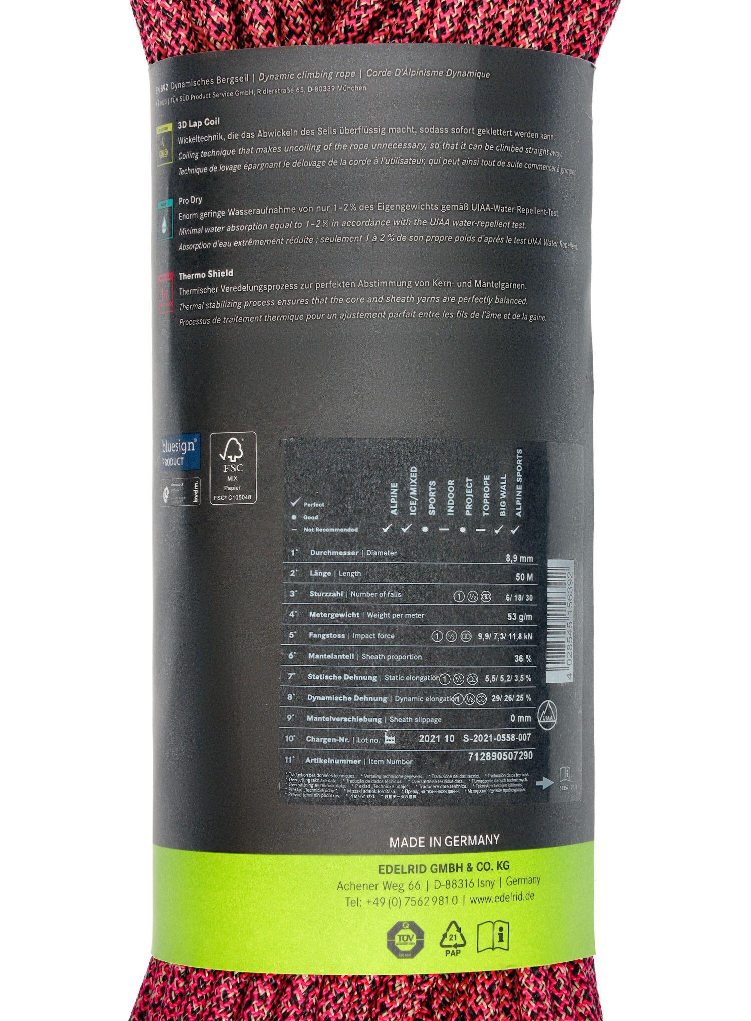 Corde dynamique EDELRID Swift Protect Pro Dry 8,9 mm 5/7