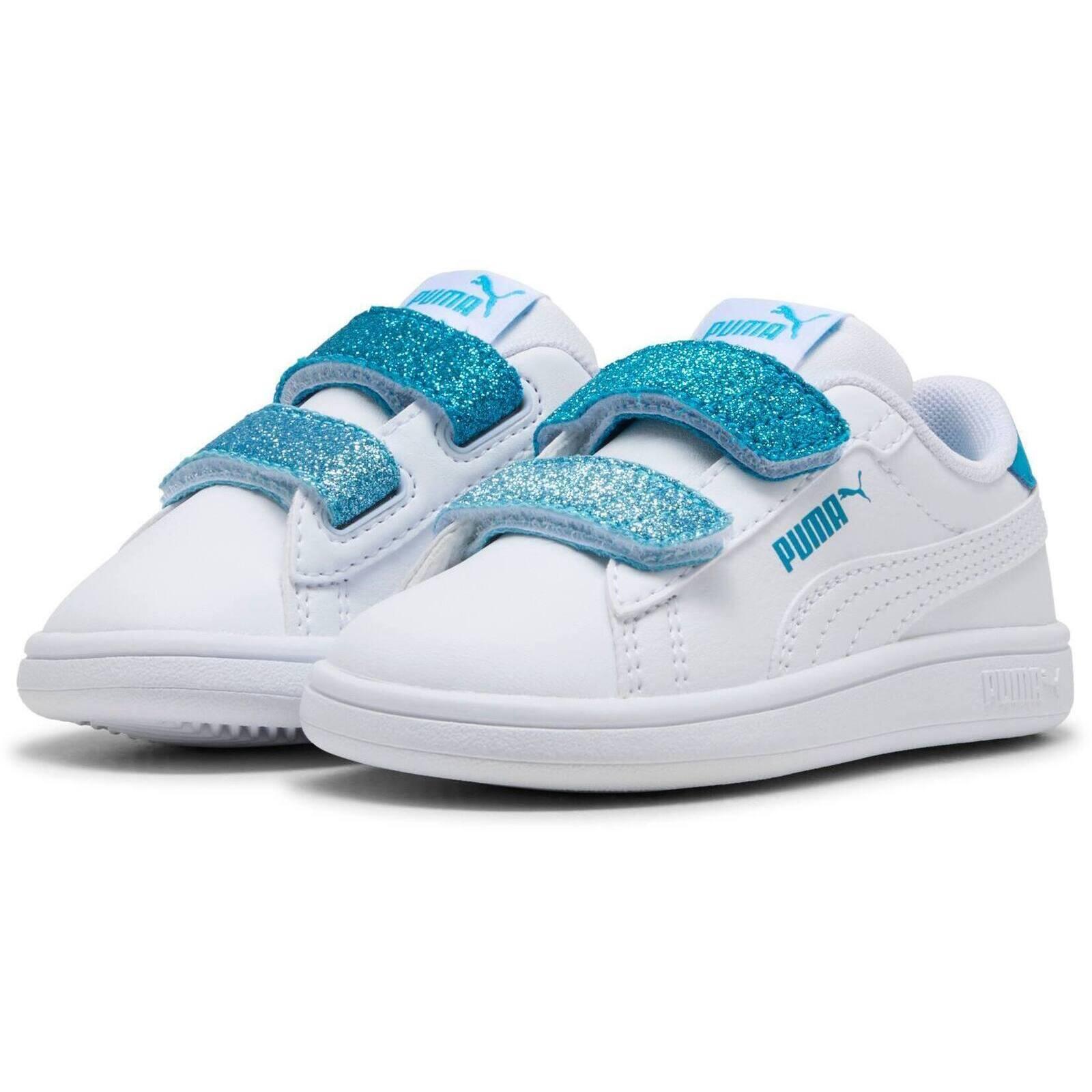 Calçado Puma Smash 3.0 L Glitter Velcro V Inf Pu, Branco, Crianças 3/6