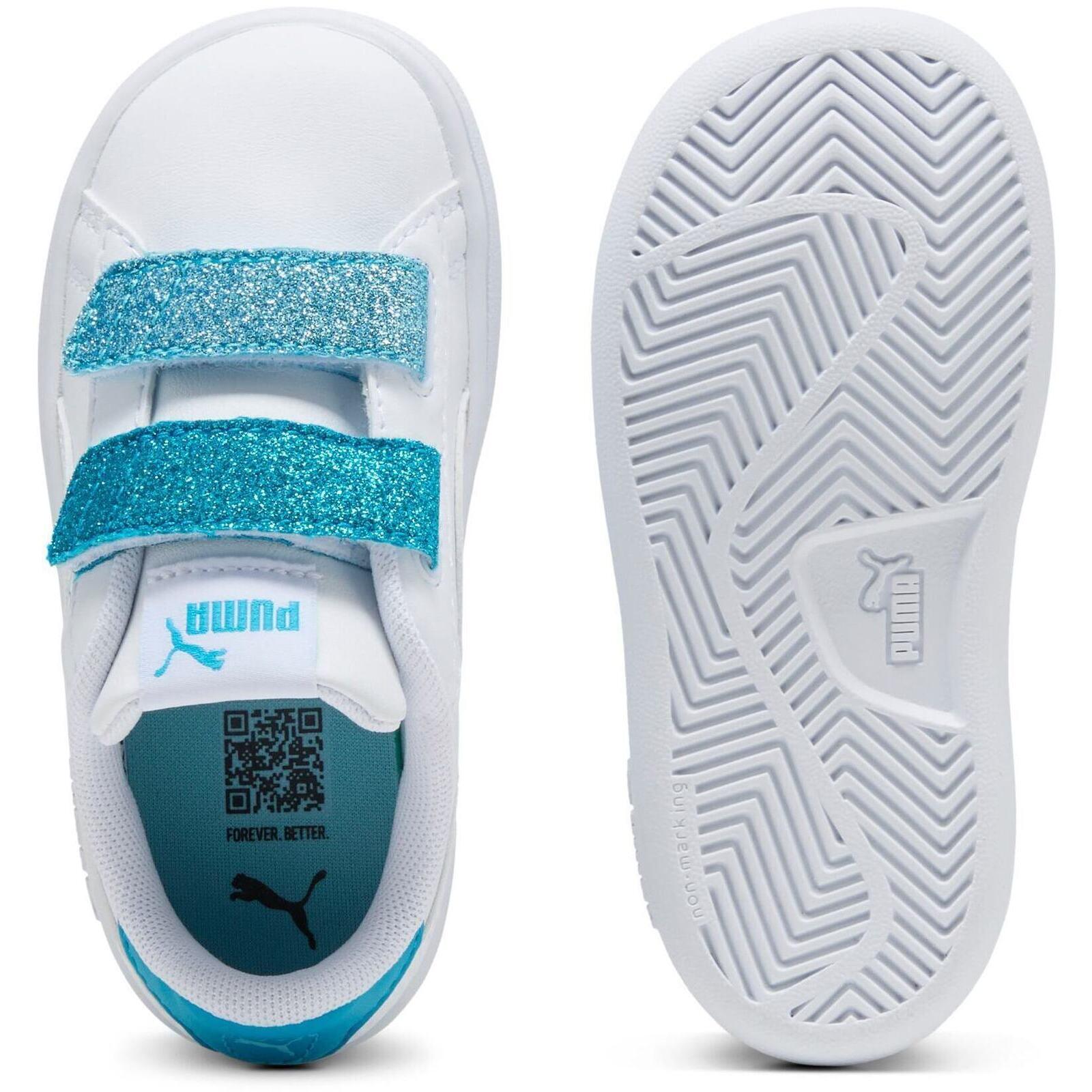 Calçado Puma Smash 3.0 L Glitter Velcro V Inf Pu, Branco, Crianças 2/6