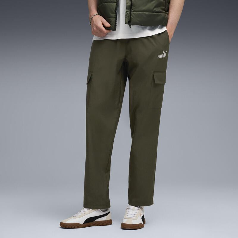 Męskie bojówki z tkaniny Essentials z logo No. 1 PUMA Dark Olive Green