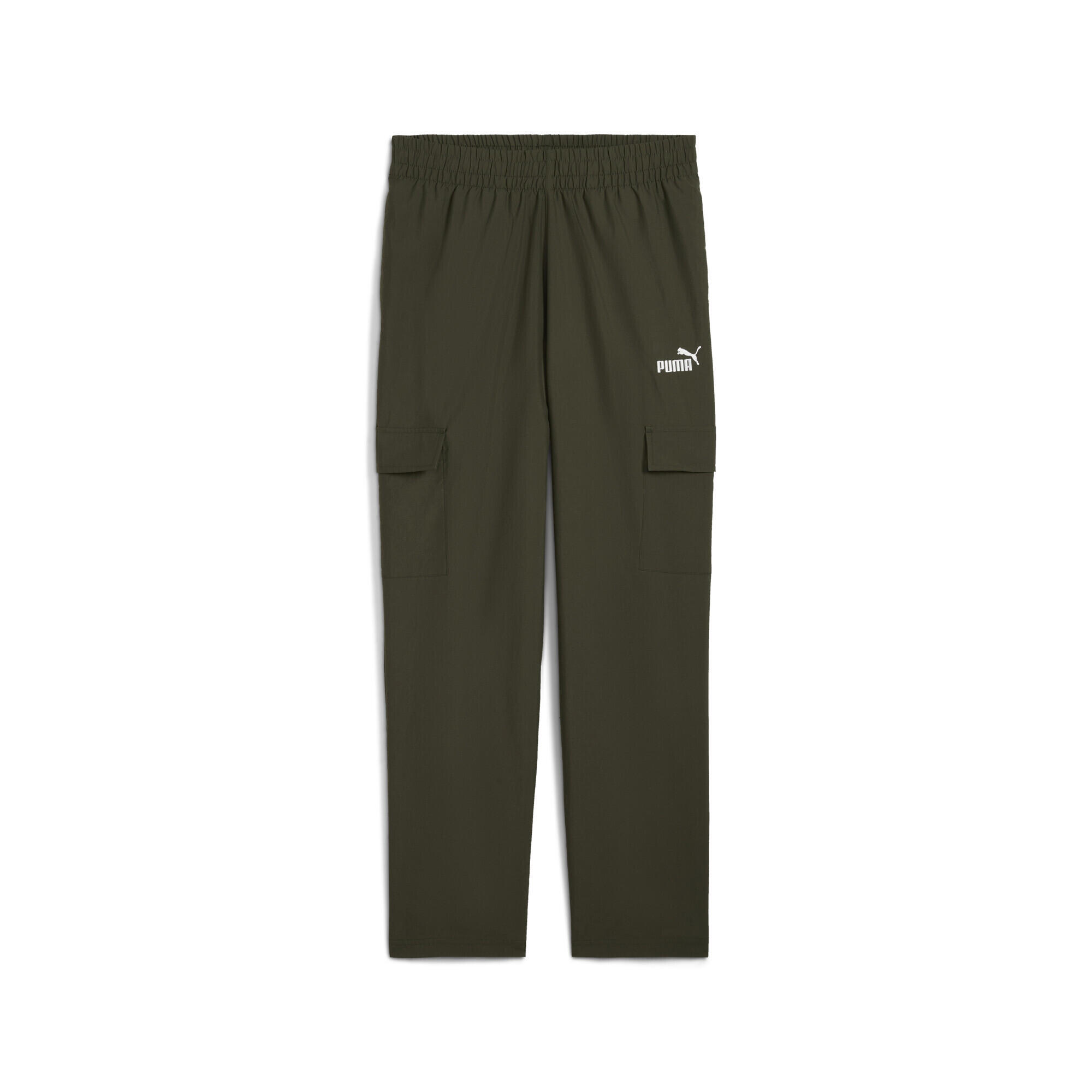 Męskie bojówki z tkaniny Essentials z logo No. 1 PUMA Dark Olive Green