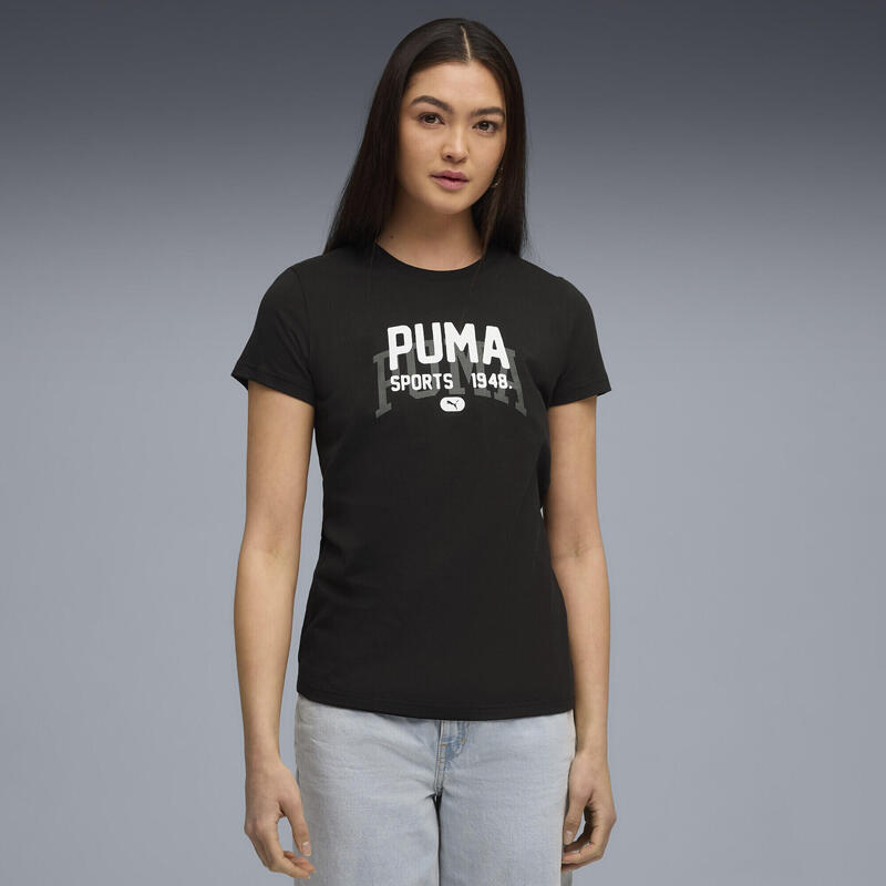 Damska koszulka z grafiką w uniwersyteckim stylu PUMA Black