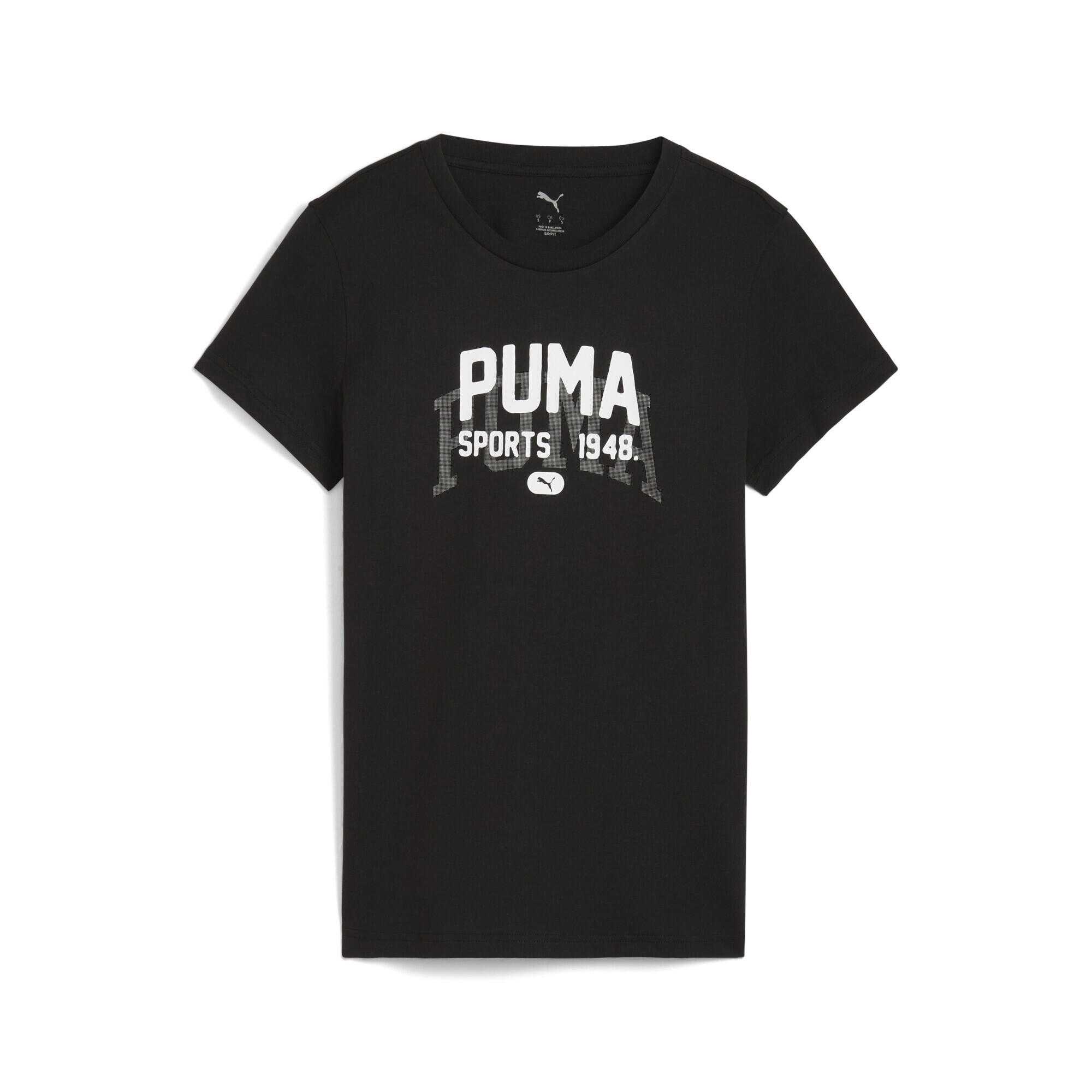 Damska koszulka z grafiką w uniwersyteckim stylu PUMA Black