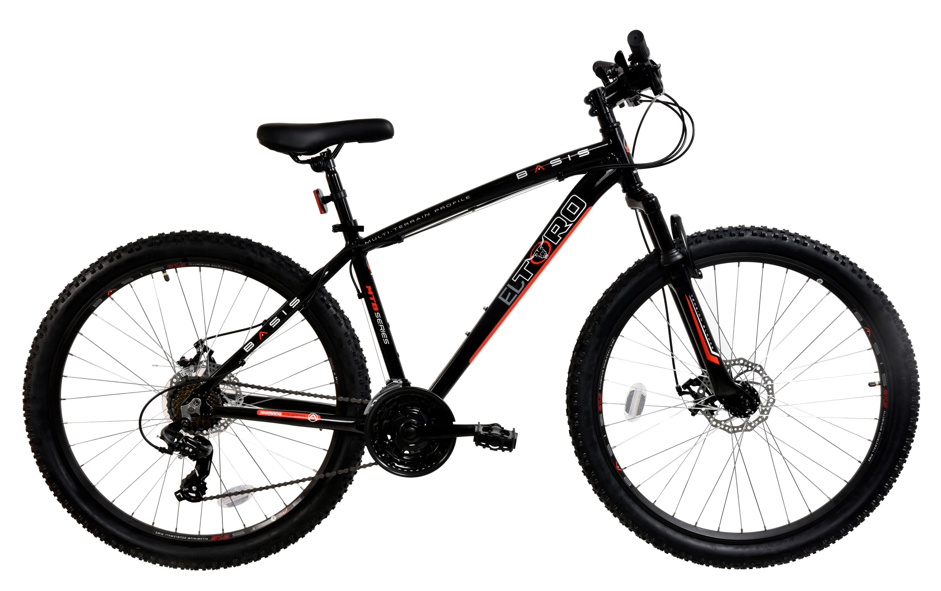 BASIS Basis El Toro Men's Hardtail Mountain Bike, 27.5In Wheel, 17in Frame - Black/Red
