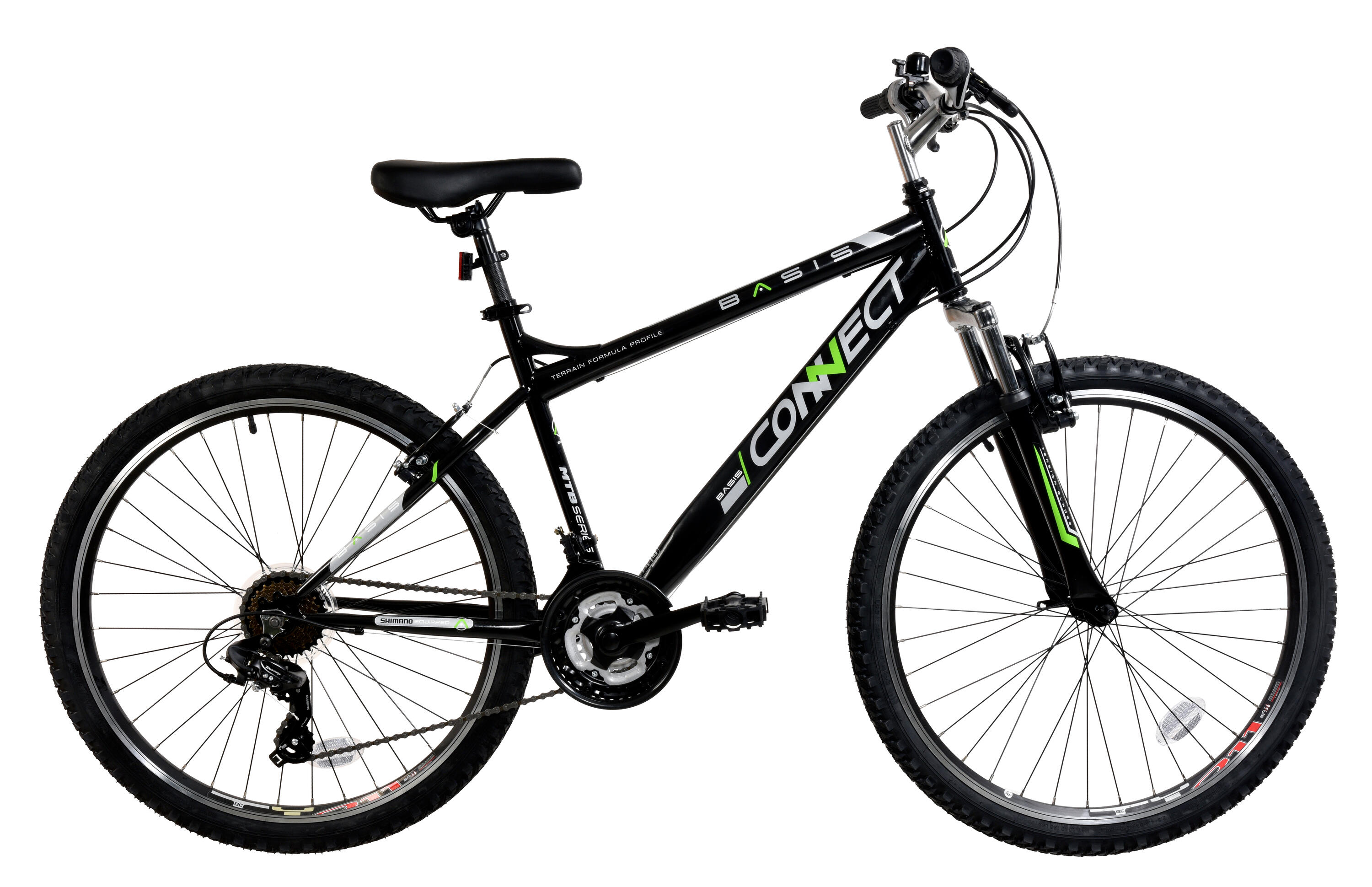 BASIS Basis Connect Adult's Hardtail Mountain Bike, 26In Wheel - Black/Green