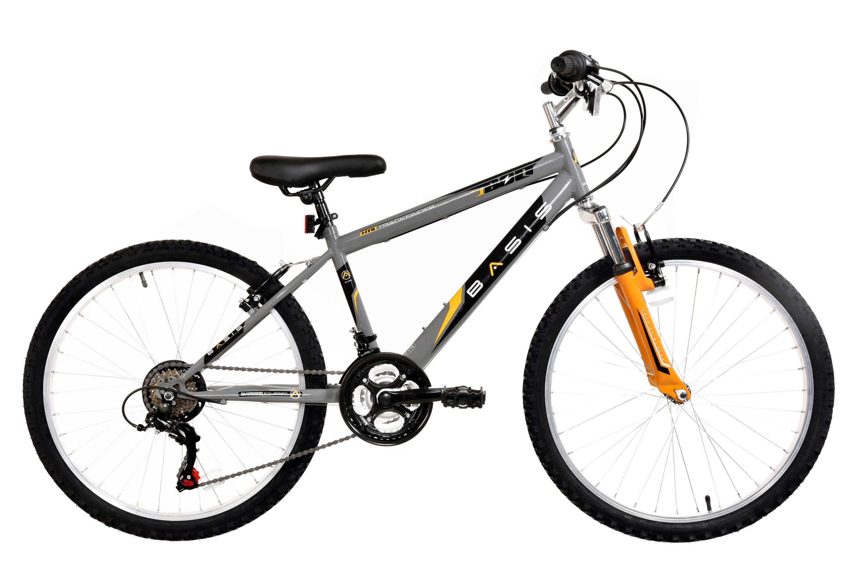 BASIS Basis Bolt Boys Hardtail Mountain Bike, 24In Wheel, 18 Speed - Grey/Orange
