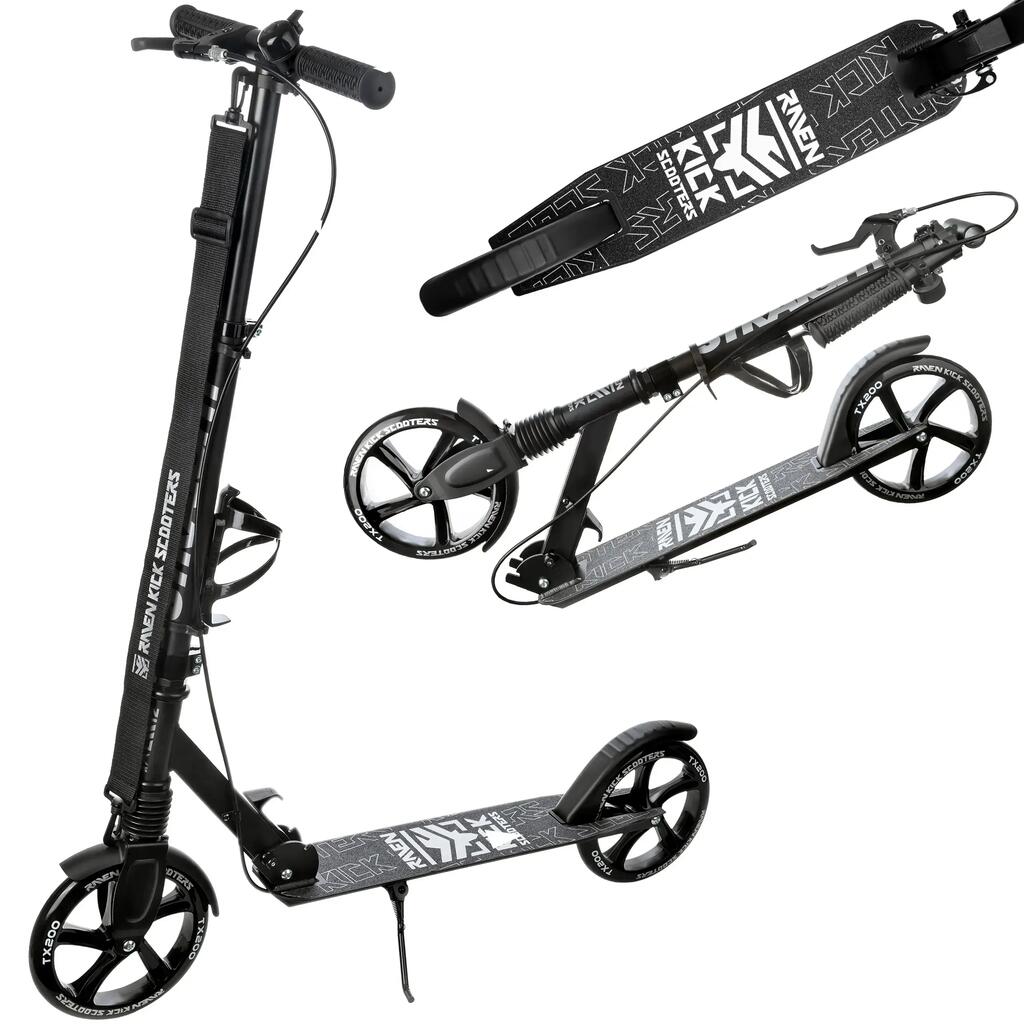 Сгъваема тротинетка RAVEN Straight PRO 200mm съспирачка, амортизация и звънец