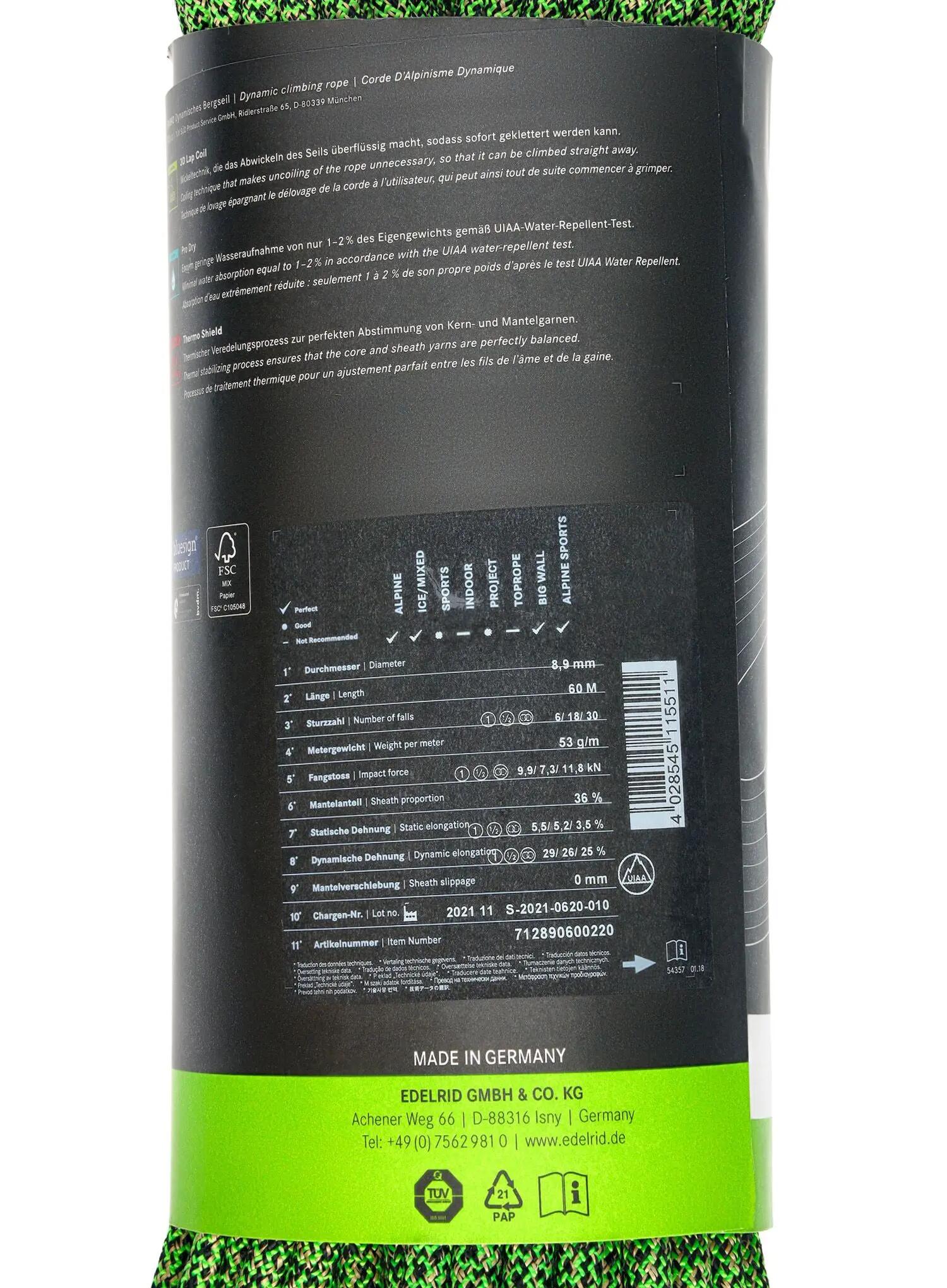 Cuerda dinámica Edelrid Swift Protect Pro Dry 8,9mm 60m 5/7
