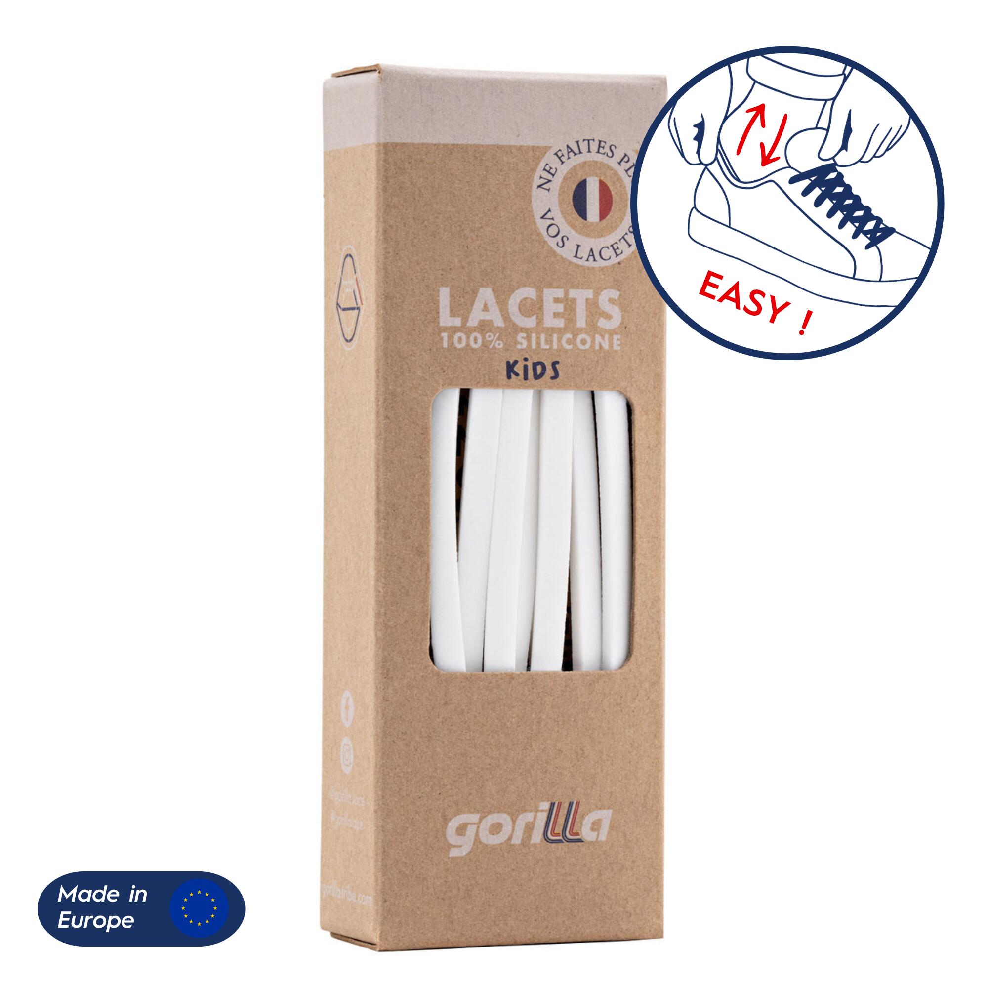 Lacets Gorilla - Lacets Élastiques Enfant Pas Besoin D’attacher Baskets Silicone - Blanc - Lacets - Blanc - 90 - Decathlon