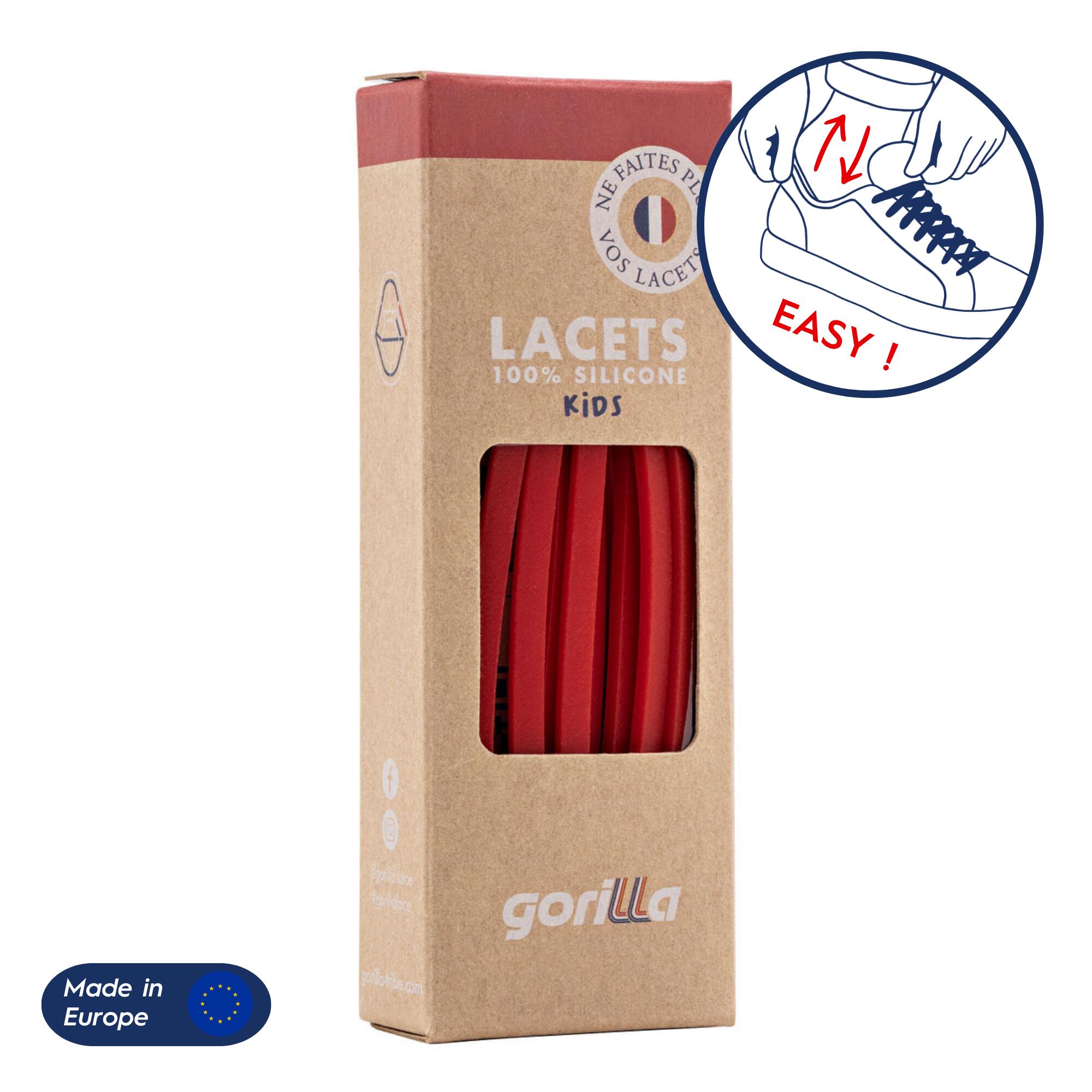 Lacets Gorilla - Lacets Élastiques Enfant Pas Besoin D’attacher Baskets Silicone - Rouge - Lacets - Rouge - 90 - Decathlon