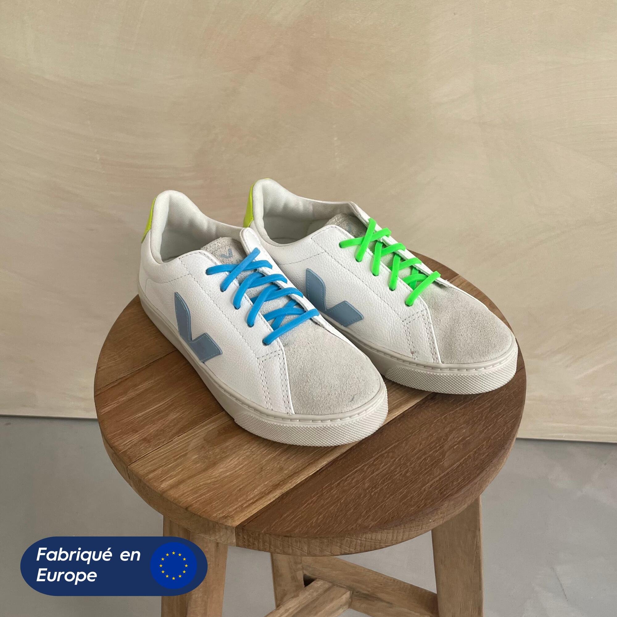 Lacets élastiques enfant pas besoin d’attacher baskets silicone - bleu banquise 3/8