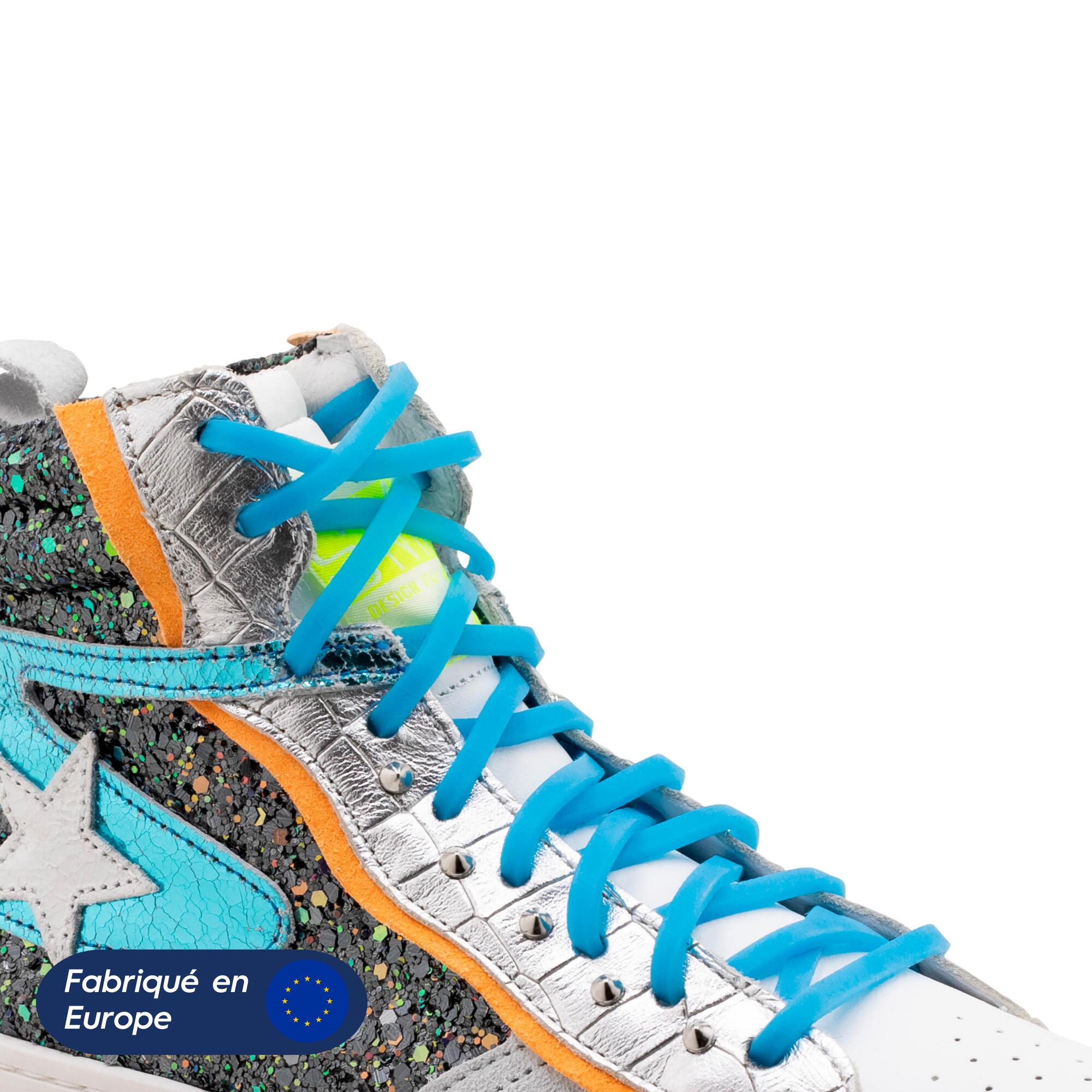 Lacets élastiques enfant pas besoin d’attacher baskets silicone - bleu banquise 2/8