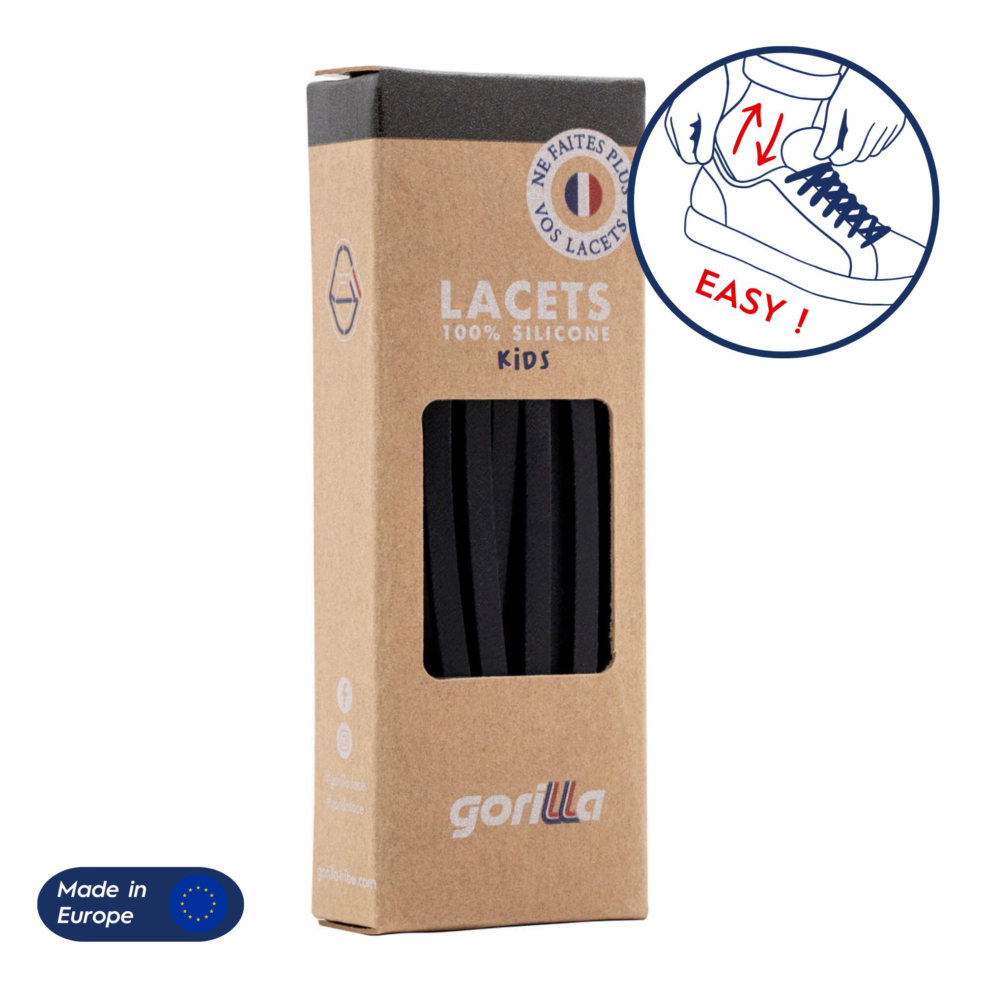 Lacets Gorilla - Lacets Élastiques Enfant Pas Besoin D’attacher Baskets Sneakers Silicone - Noir - Lacets - Noir - 90 - Decathlon