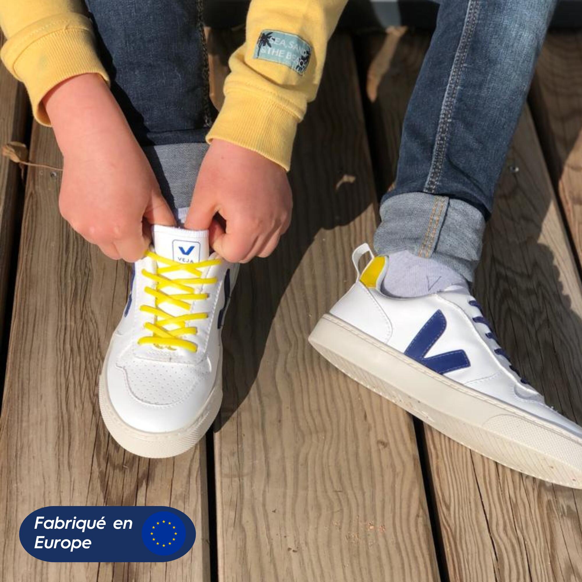Lacets élastiques enfant pas besoin d’attacher baskets silicone - jaune fluo 3/8