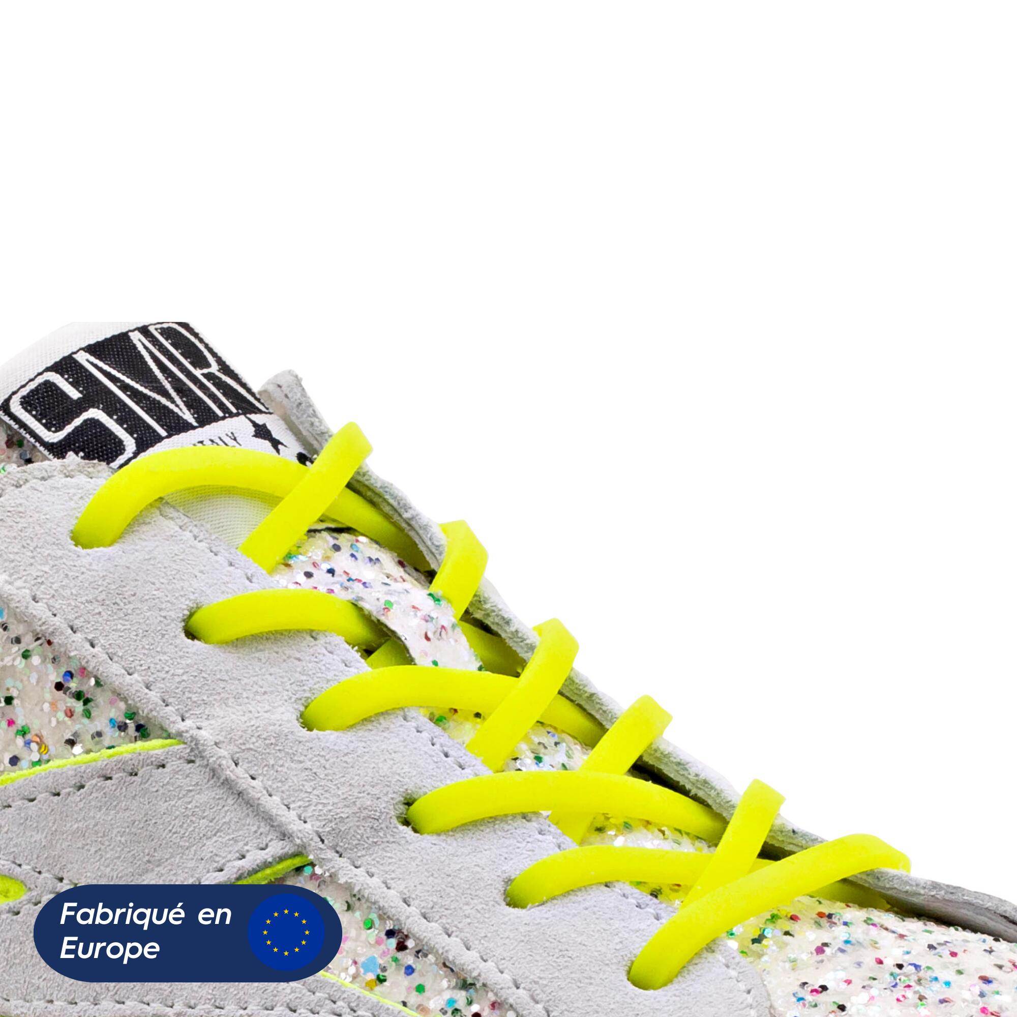 Lacets élastiques enfant pas besoin d’attacher baskets silicone - jaune fluo 2/8